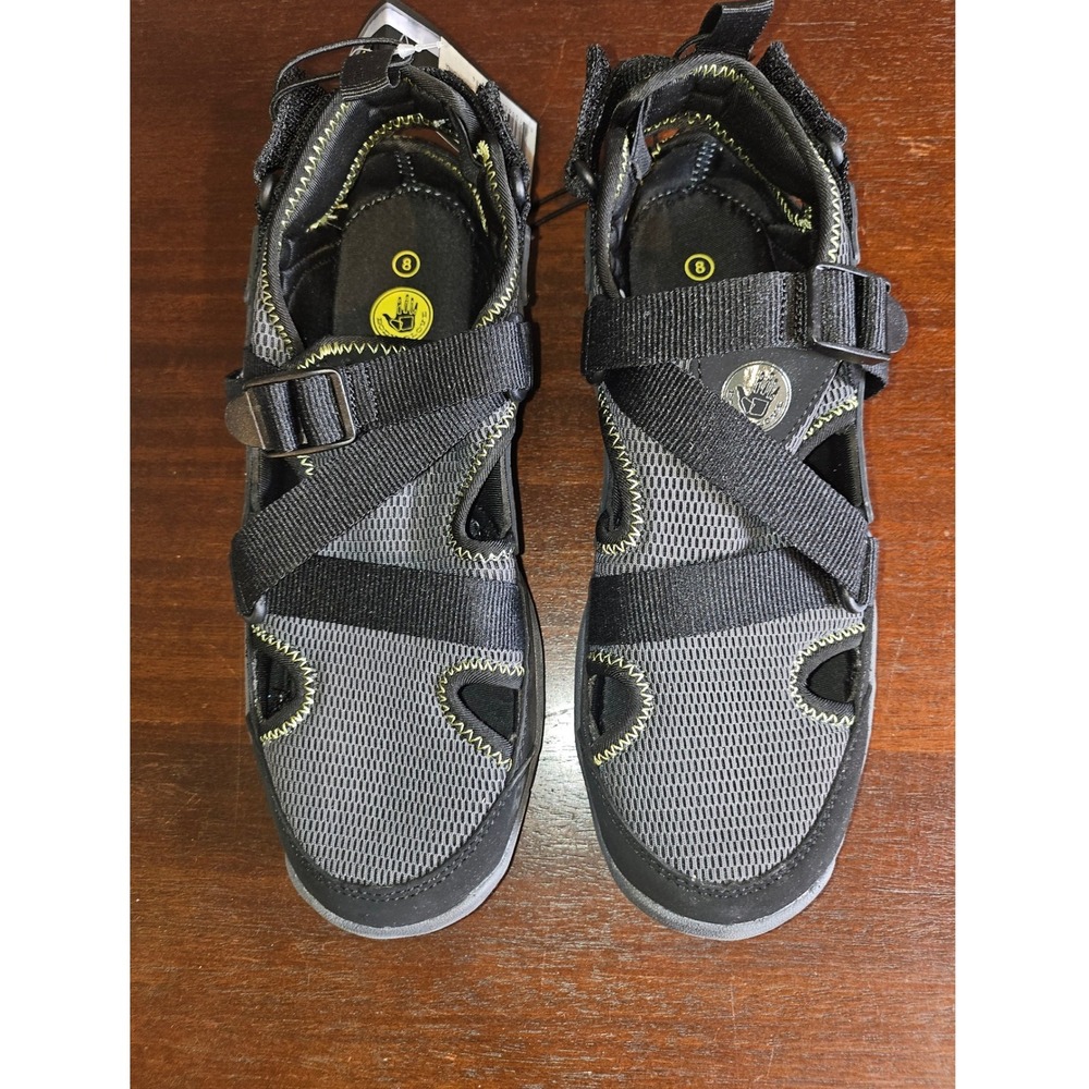 Body Glove Vortex Water Shoes Mens 8 Black Grey Yellow Strappy Athletic Sandals